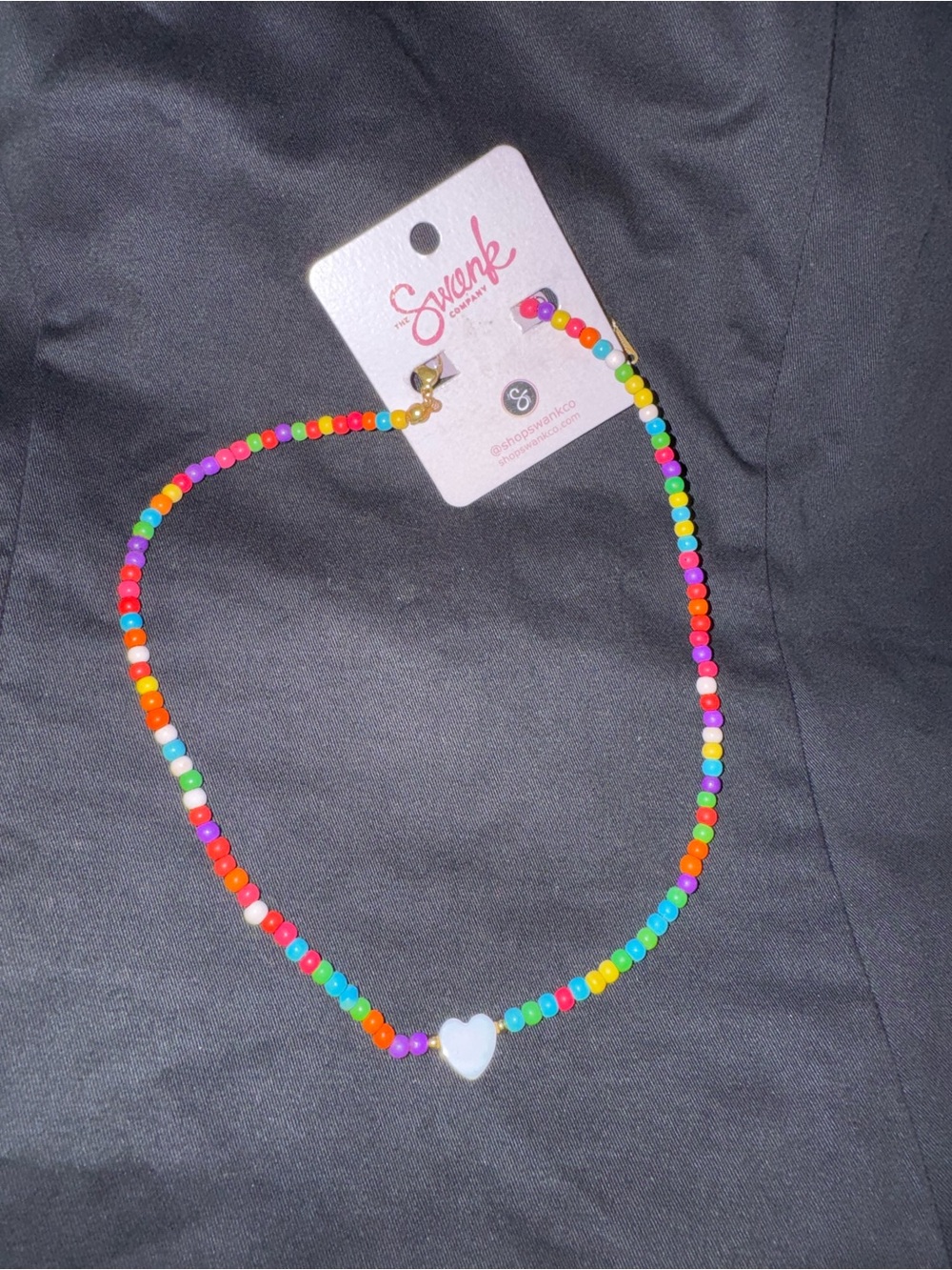 Colorful Beaded Heart Necklace- Multicolor
